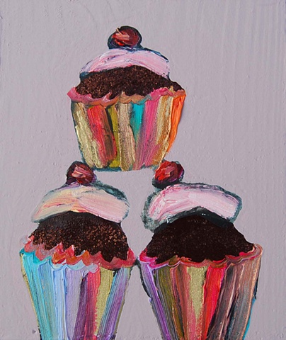 Three Cupcakes in Light Lilac