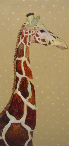 giraffe in butter and polka dots