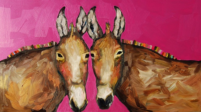 Two Donkeys in Metallic Hot Pink