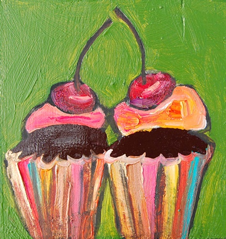 Two Cupcakes in Green