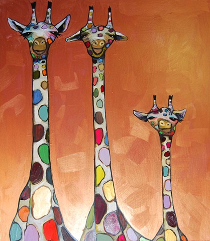 Giraffe Family Portrait in Butterscotch