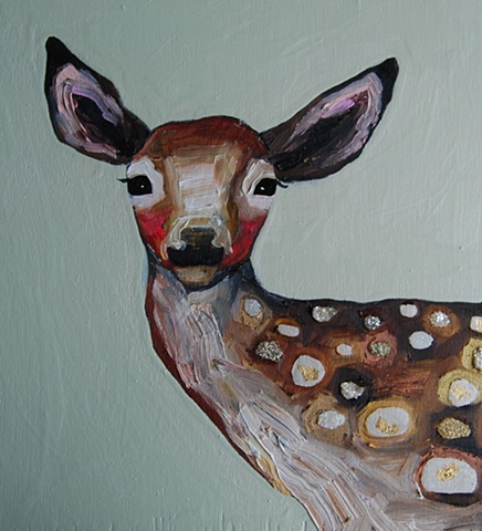Sparkly Fawn in Metallic Green Opal