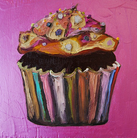 Chocolate Cupcake in Metallic Hot Pink