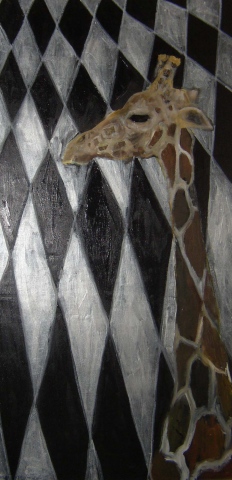 Giraffe in Silver Diamonds