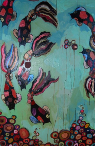 9 Koi in Light Blues and Sea Greens