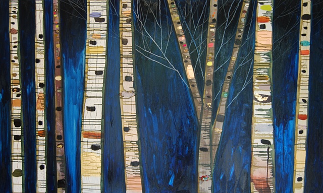 Birch Trees in Prussian Blue