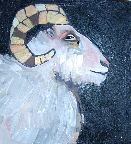 Tiny Dall Sheep in Starry Night Sky