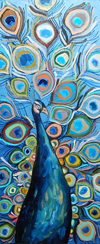 Peacock in Metallic Ocean Blue