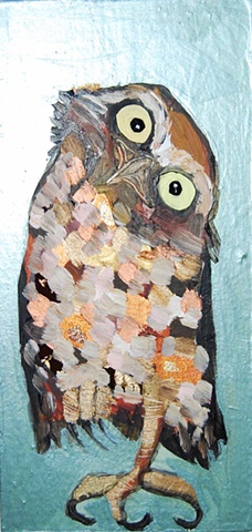 Tiny Burrowing Owl in Metallic Topaz