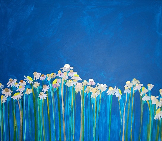 Chamomile Field in Peacock Blue