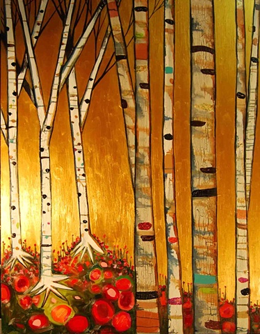 Birch Tree Forest in Gold