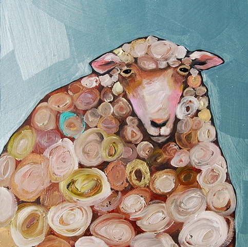 Tiny Woolly Sheep in Metallic Tide Pool Blue