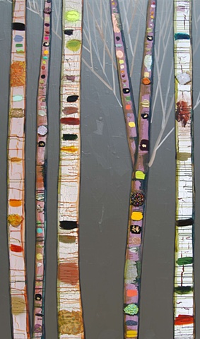 Birch Trees in Gloss Graphite Gray with White Branches