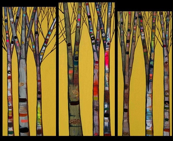 Birch Trees in Yellow