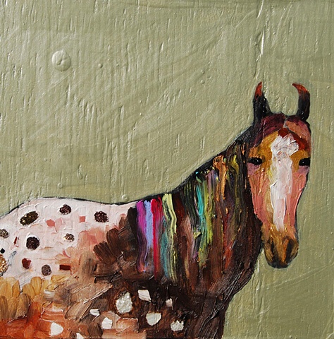Tiny Appaloosa Horse in Metallic Celery Green