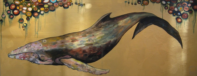 humpback whale in gold