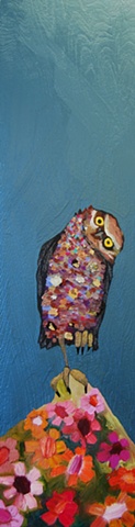 Burrowing Owl in Metallic Sea Blue