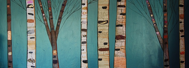 Birch Trees in Emerald Green