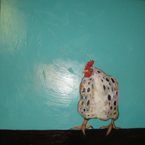 rooster in vintage turquoise