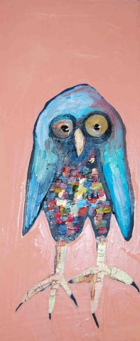 Blue owl in apricot