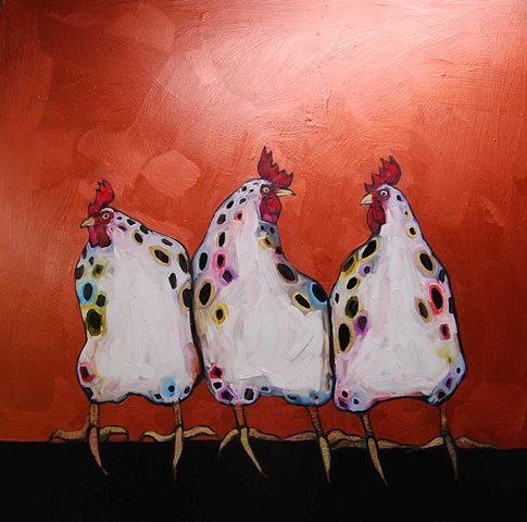 Chicken Trio in Metallic Copper