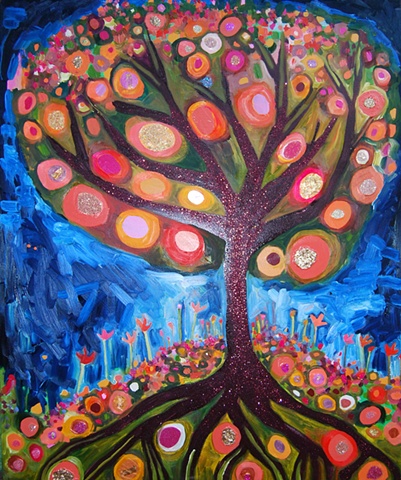 Orange Blossoms in Prussian Blue