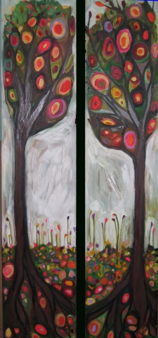 Two Trees in Gray Sky