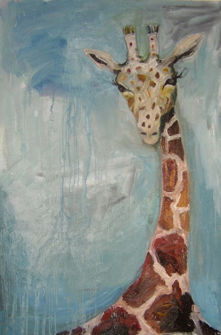 giraffe in blue rain