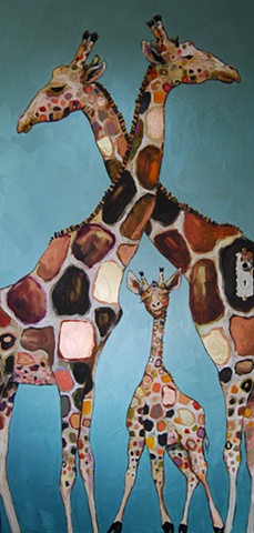 Giraffe Family in Metallic Topaz