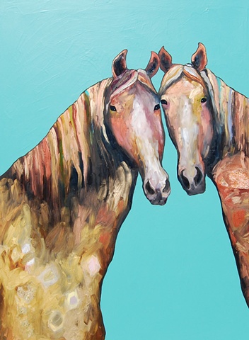Two Horses in Turquoise