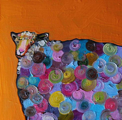 Tiny Sheep Bust in Orange