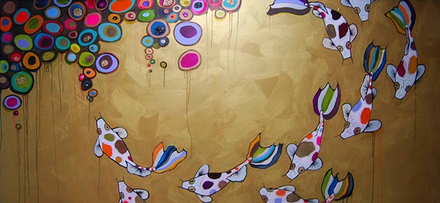 9 Koi Fish in Gold