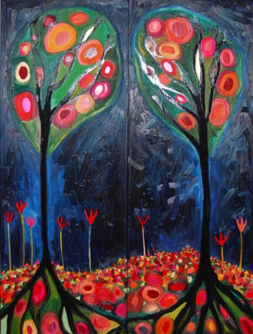 Two Mango Trees in Prussian Blue