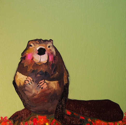 Beaver in Wild Flowers