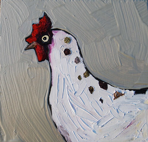 Tiny Hen in Metallic Beige