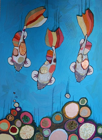 3 Koi in Metallic Turquoise