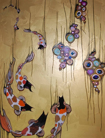 9 Koi in Gold