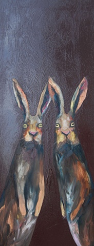 Two Tall Rabbits in Gloss Chocolate Brown
