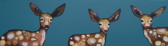 3 Fawns in Dusky Blue