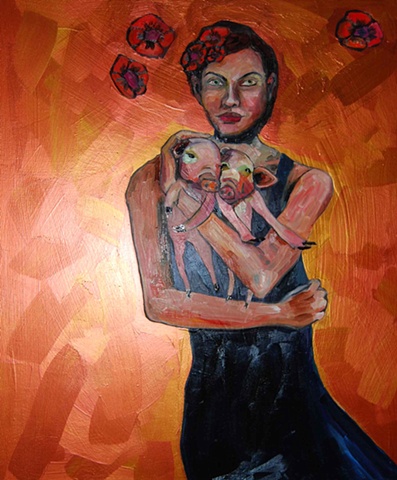 Girl with Two Pigs