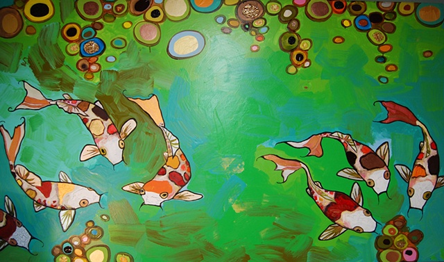 7 Koi in Greens and Aquas