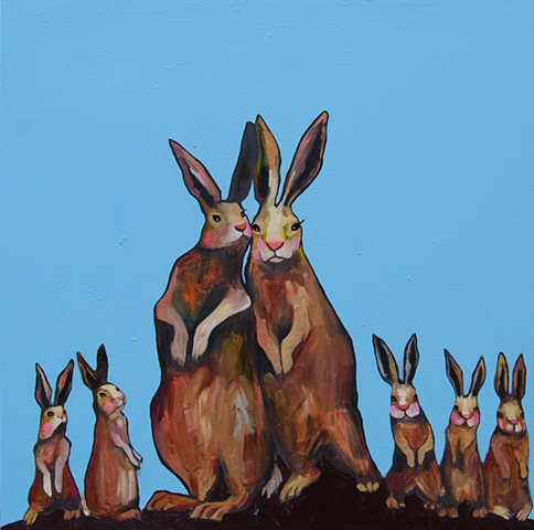 Brown Bunnies in Blue