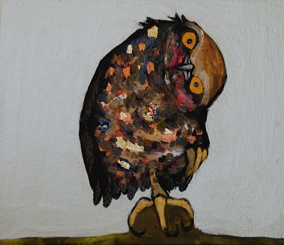 Burrowing Owl in Metallic Green Opal