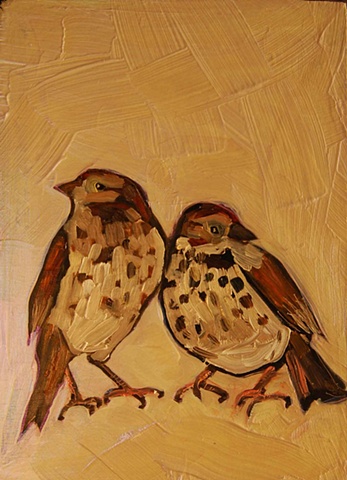 Song Sparrows in Iridescent Blue Violet