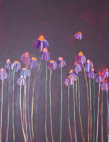Echinacea Field in Black Licorice Sky