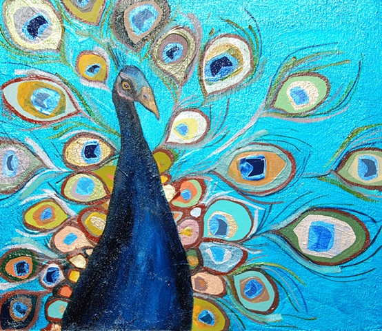 Peacock in Electric Metallic Turquoise