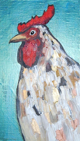 Tiny Rooster in Metallic Emerald Green