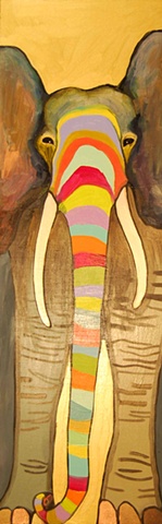 Painted Elephant in Gold