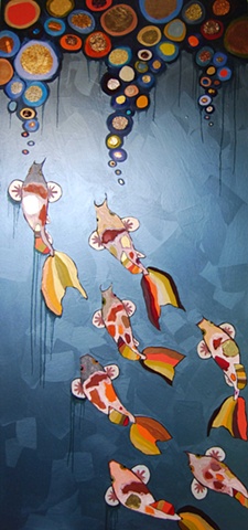 7 Koi in Metallic Sea