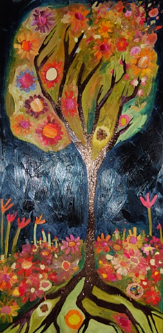 Flowering Tree in Prussian Blue